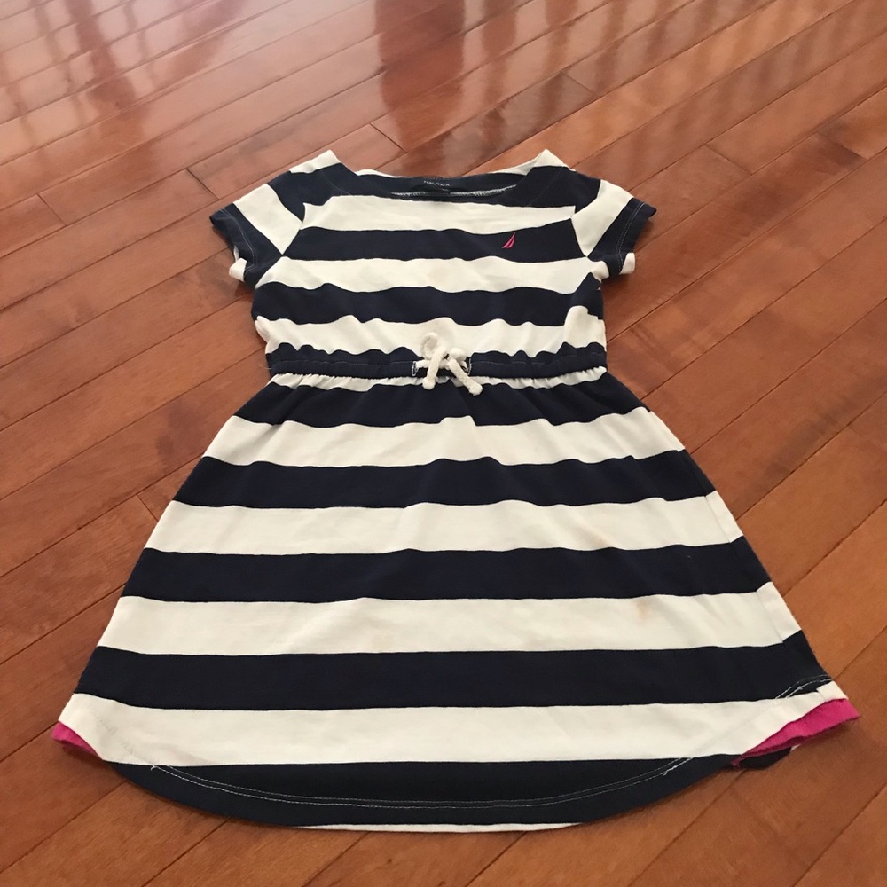 Nautica stripe dress. Kid size 6-7